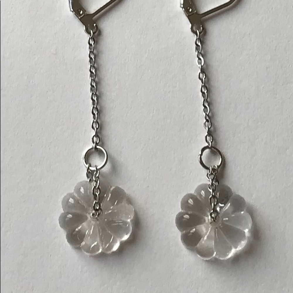 steel and repurposed glass flower earrings